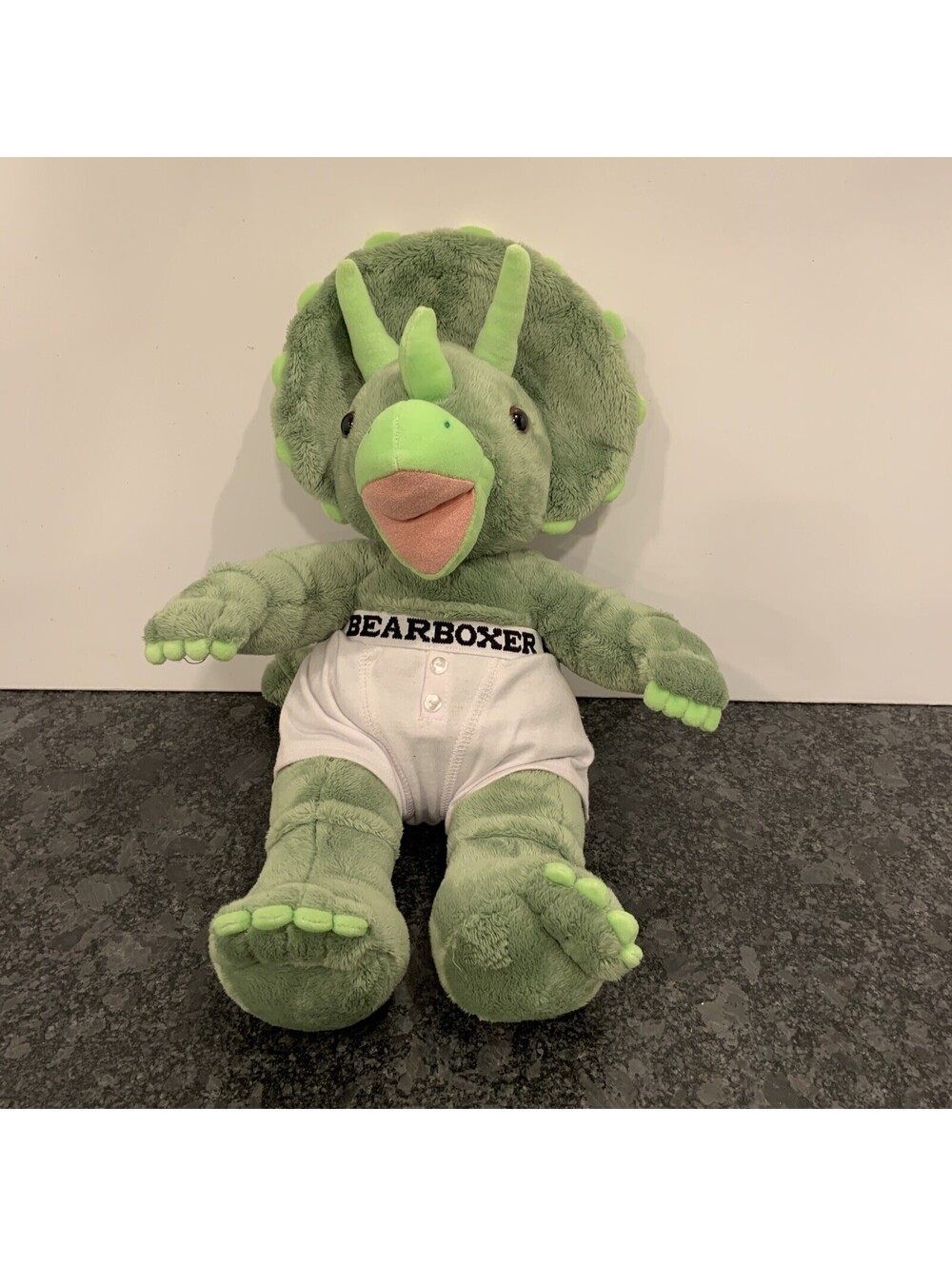 Build-A-Bear Workshop Triceratops w/ BearBoxer Shorts 17" Green Stuffed Plush